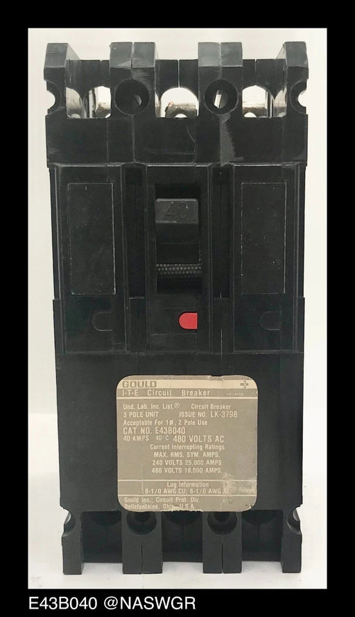Gould ITE E43B040 Molded Case Circuit Breaker - 40 Amp