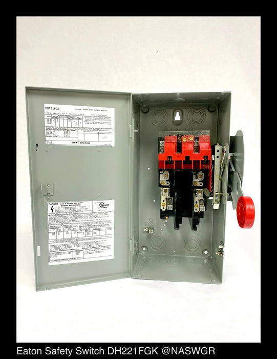 Eaton DH221FGK Heavy Duty Safety Switch - 30A/240V/2P/N1 - Unused
