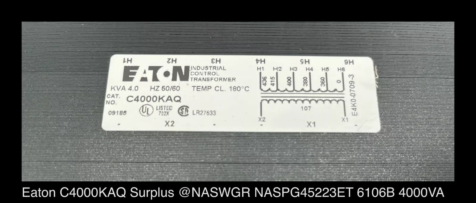 Eaton C4000KAQ 4000VA Industrial Control Transformer - Surplus