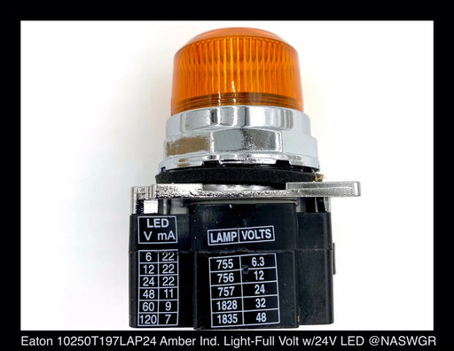 Eaton 10250T197LAP24 Amber/Orange Pilot Light Full Voltage - Surplus
