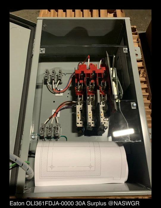Eaton OLI361FDJA-0000 Heavy Duty Safety Switch - 30A/600V/3P3W/N12 - Unused