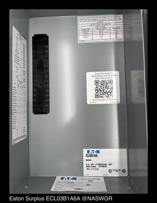 Eaton ECL03B1A6A Electrically Held Lighting Contactor - 20 Amp - Unused Surplus