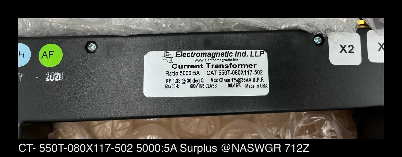 Electromagnetic IND, LLP - Current Transformer - 550T-080X117-502 5000:5A