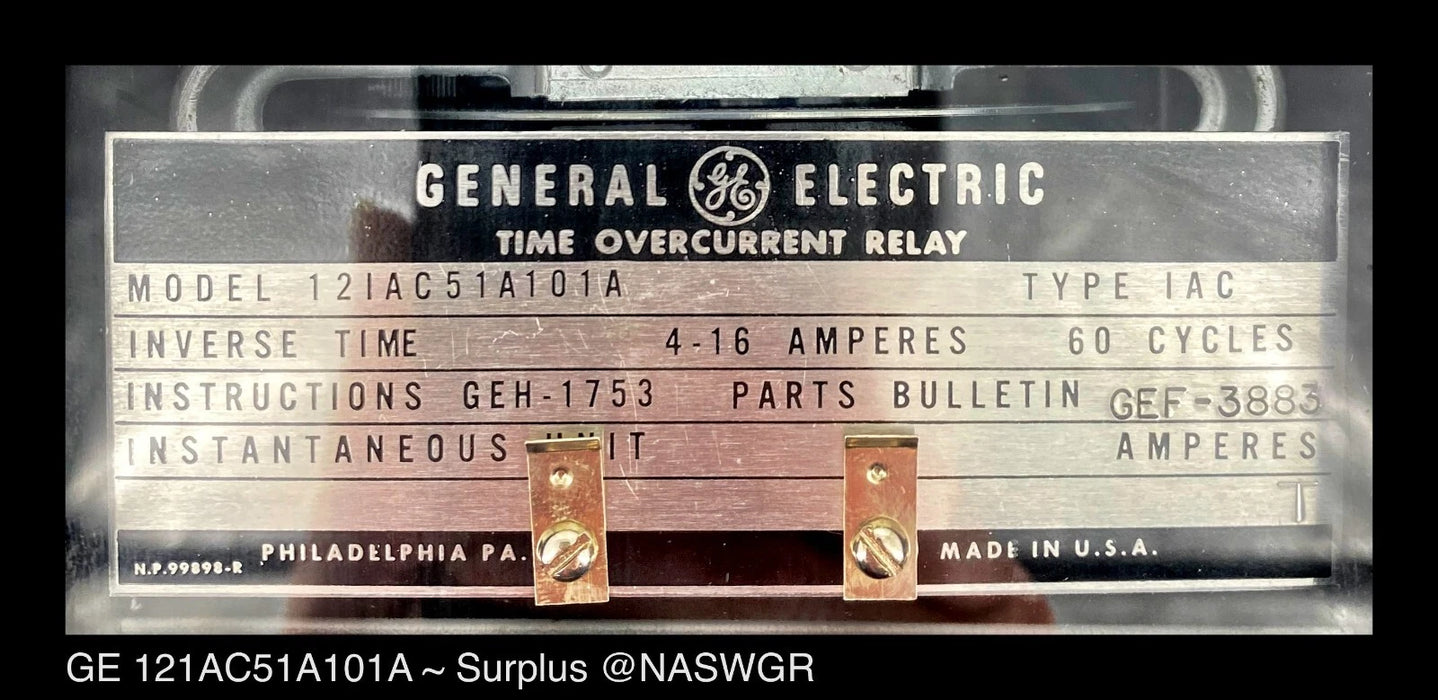 GE 12IAC51A101A Overcurrent Relay - 4/16 Amp - Tested/1Yr Warranty