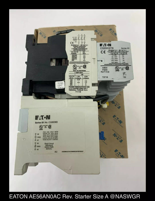 Eaton AE56AN0AC Reversing Starter Size A 120 volt coil - Unused Surplus