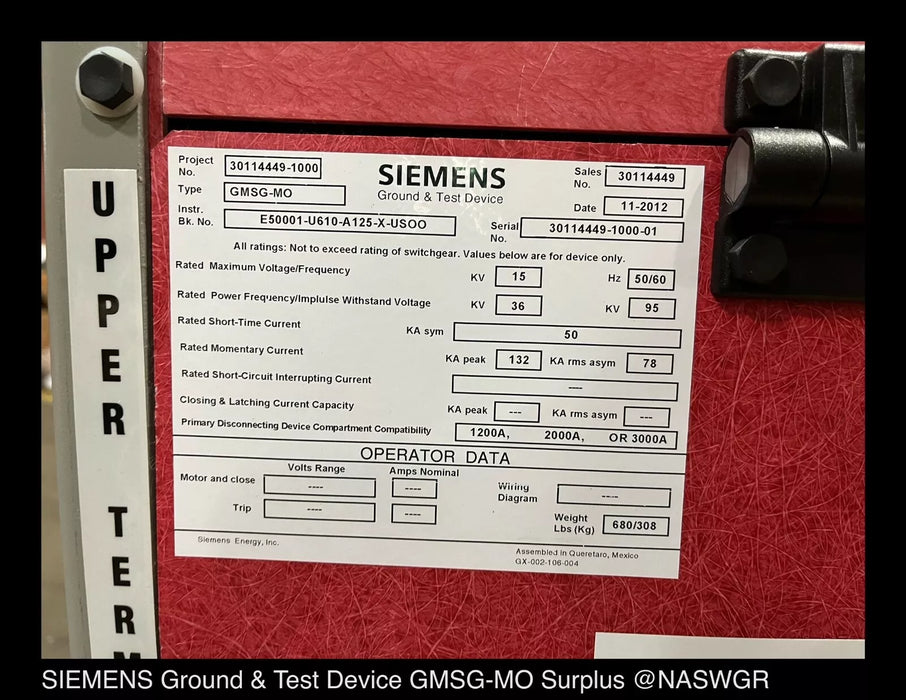 Siemens Ground & Test Device GMSG-MO - GMSG-MO G&T