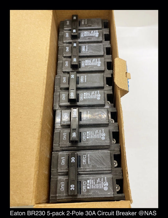 Eaton BR230 Molded Case Circuit Breaker - 2P-30 Amp - 5 Pack - Unused Surplus