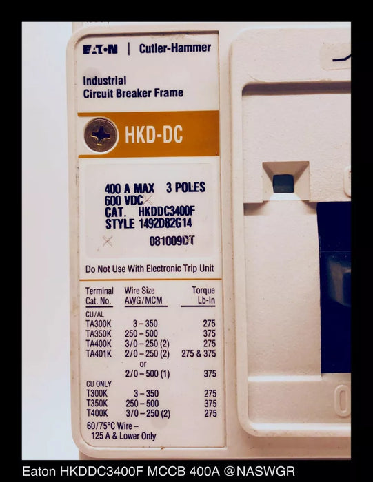 Eaton HKDDC3400F Molded Case DC Circuit Breaker - 350 Amp