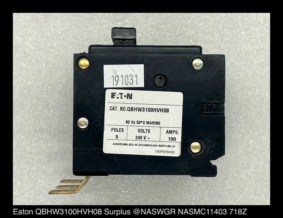 Eaton QBHW3100HVH08 Molded Case Circuit Breaker Marine Duty - 100 Amp - Unused
