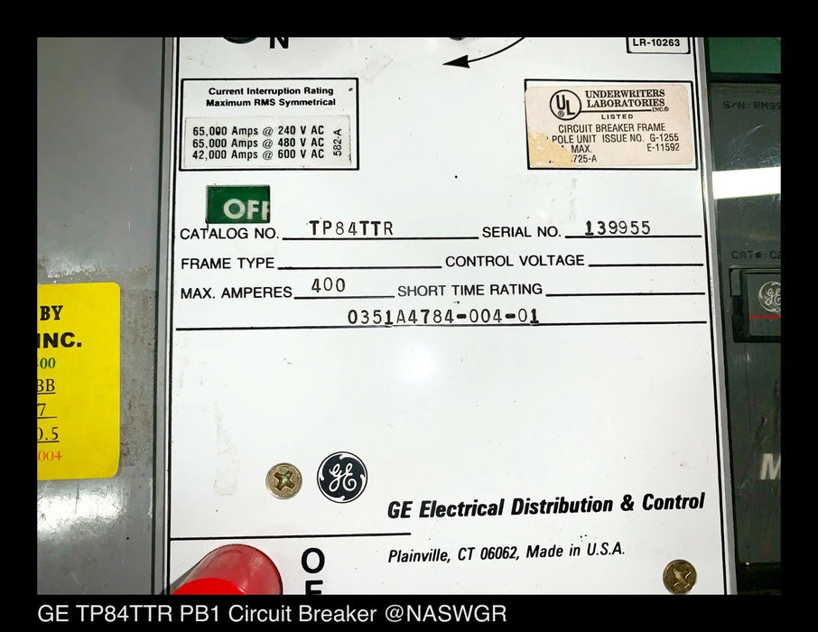 GE TP84TTR PowerBreak Circuit Breaker