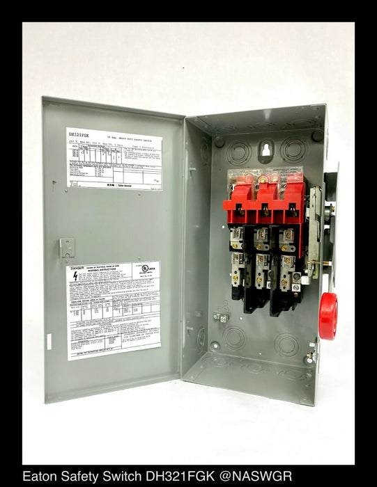 Eaton DH321FGK Heavy Duty Safety Switch - 30A/240V/3P/N1 - Unused