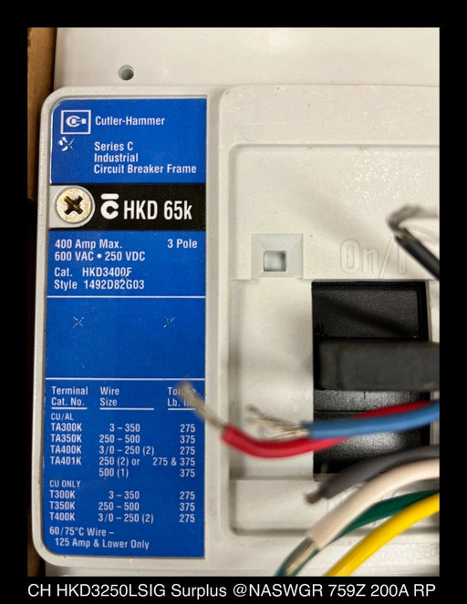 Cutler Hammer HKD3250LSIG Molded Case Circuit Breaker -200 Amp- Unused/Warranty