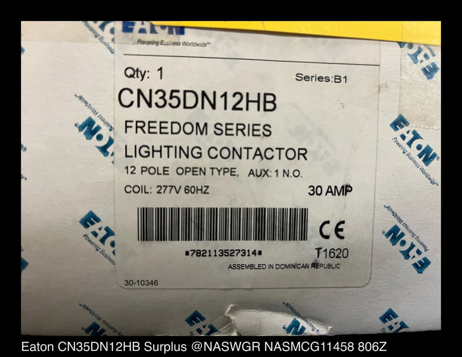 Eaton CN35DN12HB CN35 Electrically Held Lighting Contactor 30A/277VAC - Surplus