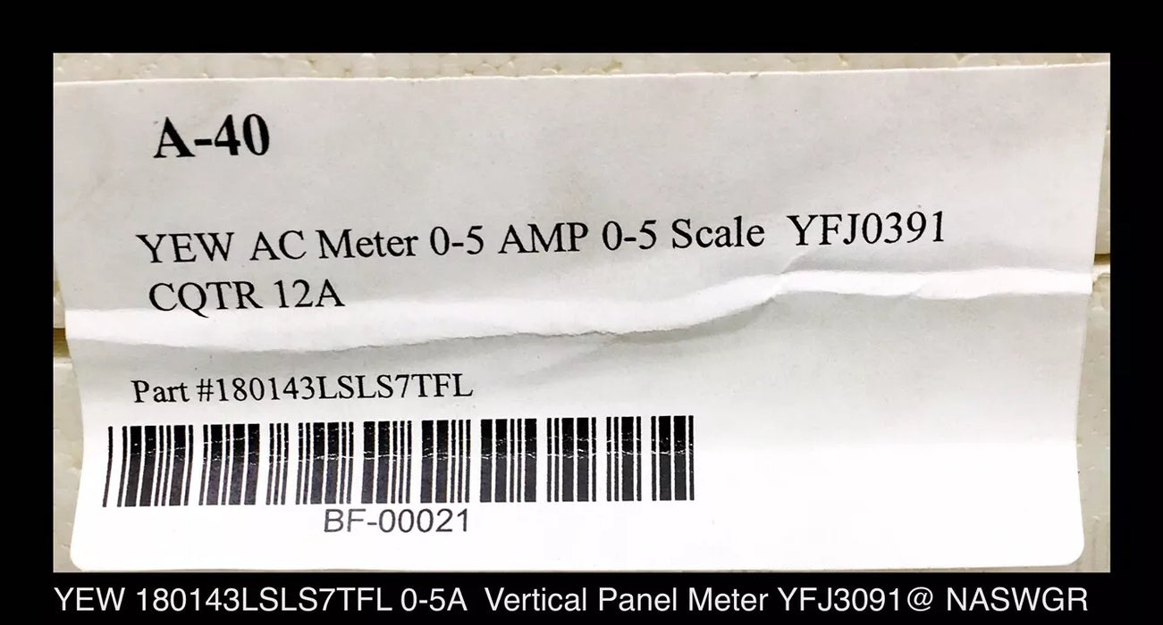 YEW 180143LSLS7TFL - 4" Vertical Panel Meter - 0-5A, AC