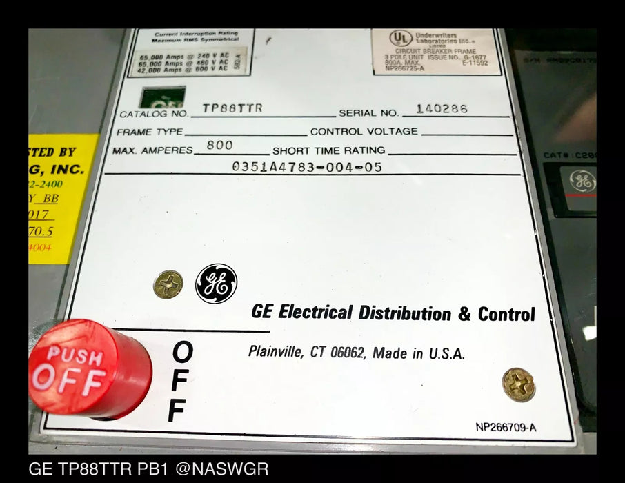 GE TP88TTR PowerBreak Circuit Breaker