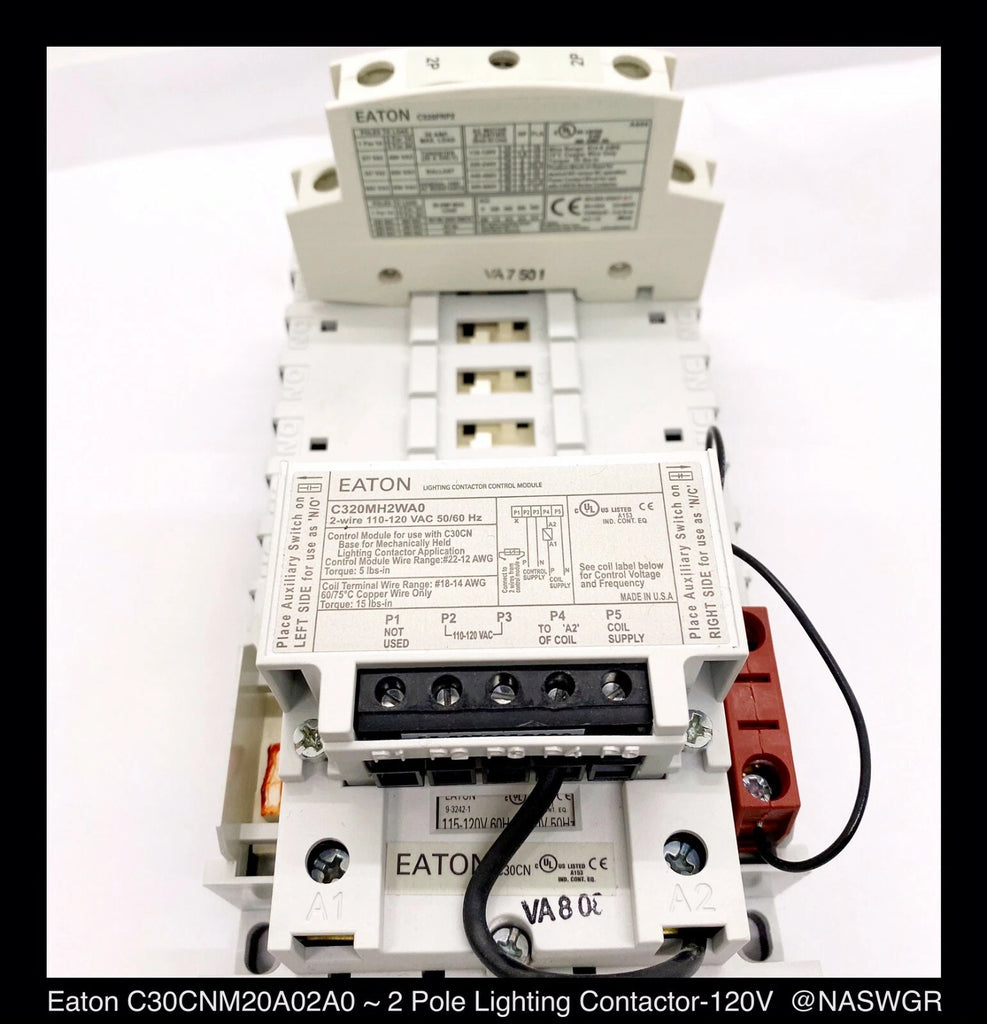 Eaton C30CNM20AC2A0 Mech Held Lighting Contactor - 120V, 120V - Unused Surplus