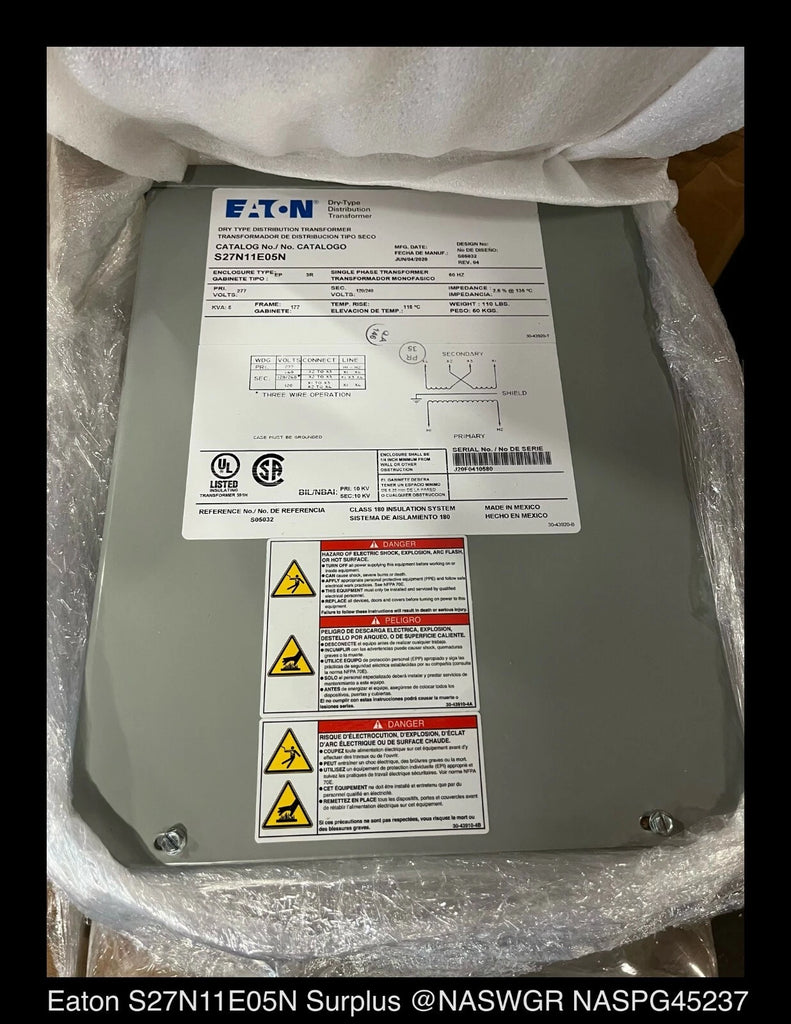 Eaton S27N11E05N General Purpose Encapsulated Transformer - 5kVA - Unused