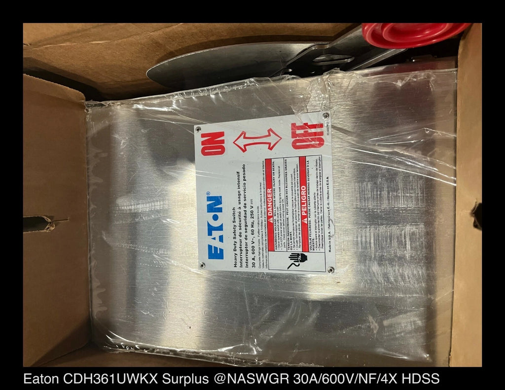 Eaton CDH361UWKX Heavy Duty Safety Switch - 30A/600V/3P/N4X - Unused