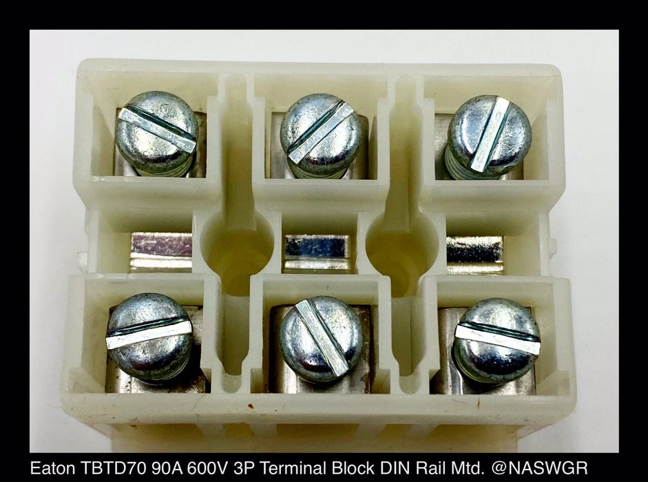 Eaton TBDT70 3P Terminal Block 90A 600V - Surplus - Sold in Groups of 3 Pcs.