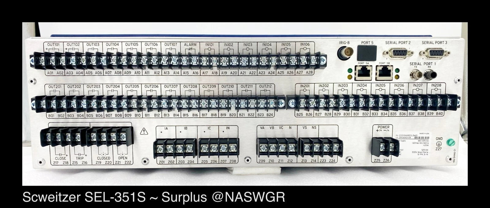 SEL-351S - Schweitzer 0351S6X9D3J5421 SEL-351S Protection System - Surplus