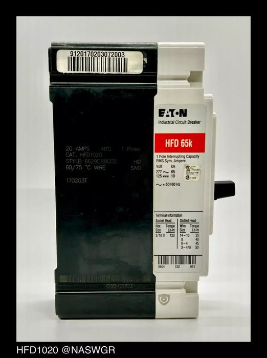 Eaton HFD1020 Molded Case Circuit Breaker - 20 Amp