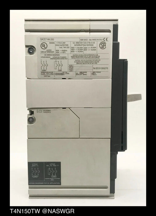 ABB Sace Tmax T4N Molded Case Circuit Breaker - 150 Amp - Unused Surplus