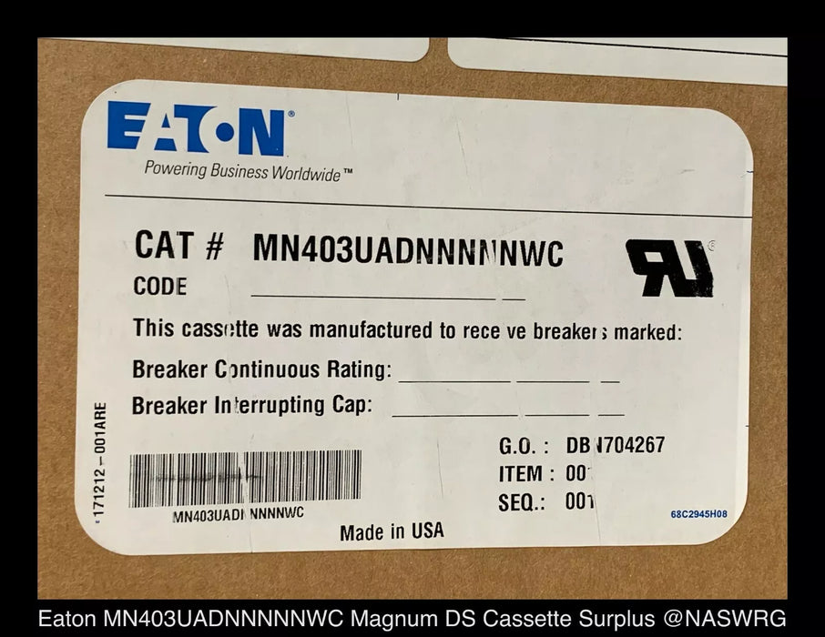 Eaton MN403UADNNNNNWC Magnum Universal Cassette - 1600-4000 Amp - Unused
