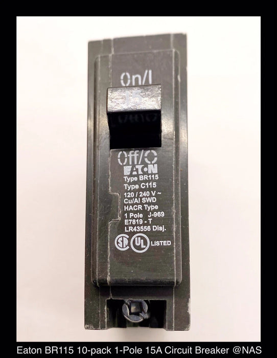 Eaton BR115 Molded Case Circuit Breaker - 15 Amp - 10 Pack - Unused Surplus