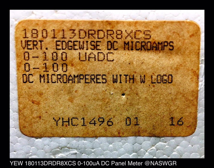 YEW 180113DRDR8XCS - 4" Vertical Panel Meter - 0-100uA, DC