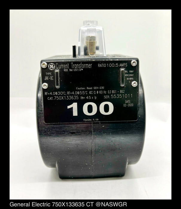 GE JAK-0C, 750X133635 Current Transformer - 100:5 Amp - Unused