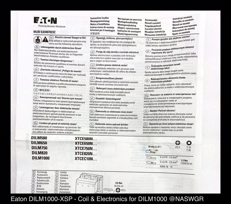 Eaton Cutler Hammer XTCERENCOILNA Magnetic Coils, XT Series - Surplus