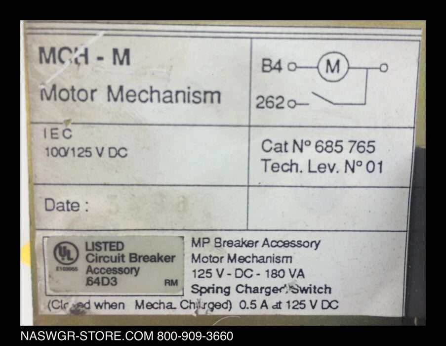 Merlin Gerin 685765 MCH-M Motor Mechanism - 125vDC MP Motor