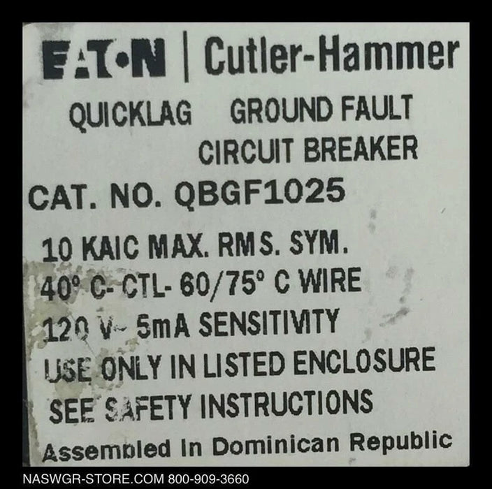 Eaton QBGF1025 Molded Case Circuit Breaker - 25 Amp - Unused Surplus