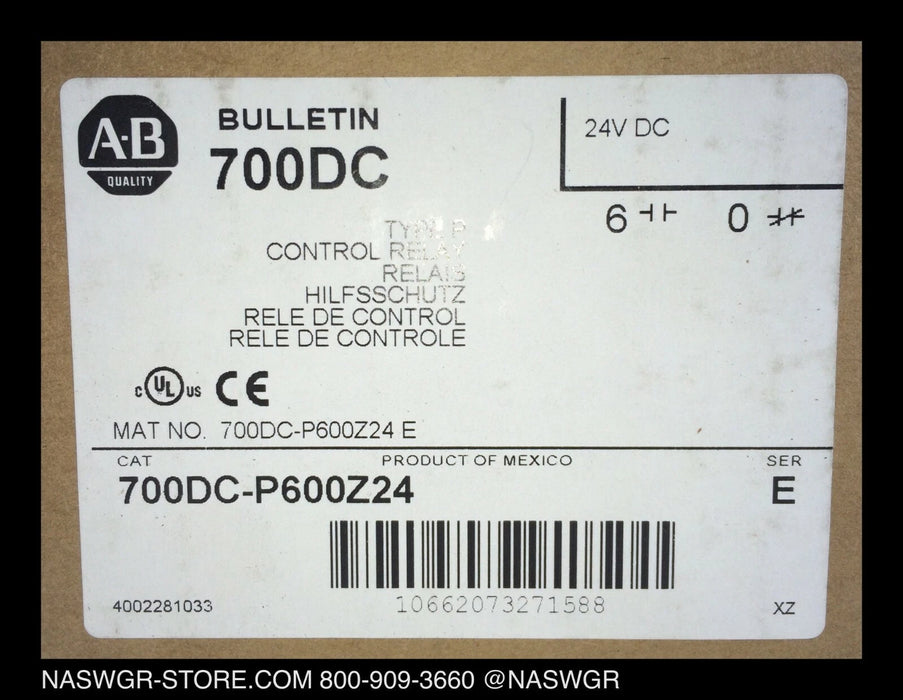 Allen Bradley 700DC-P600Z24 Control Relay - Unused Surplus