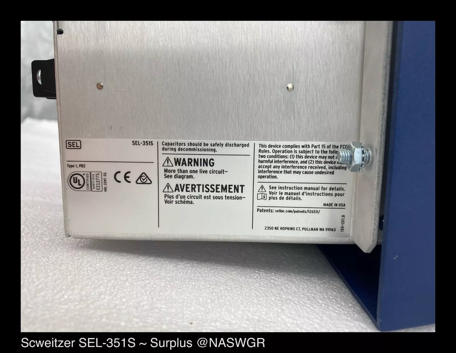 SEL-351S - Schweitzer 0351S6X9D3J5421 SEL-351S Protection System - Surplus