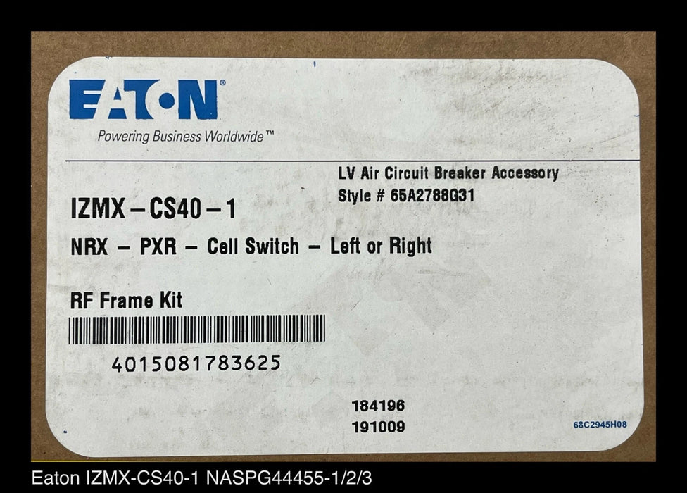 Eaton Power Defense ICCB Cell Switch Kit IZMX-CS40-1 - Eaton Style# 65A2788G31