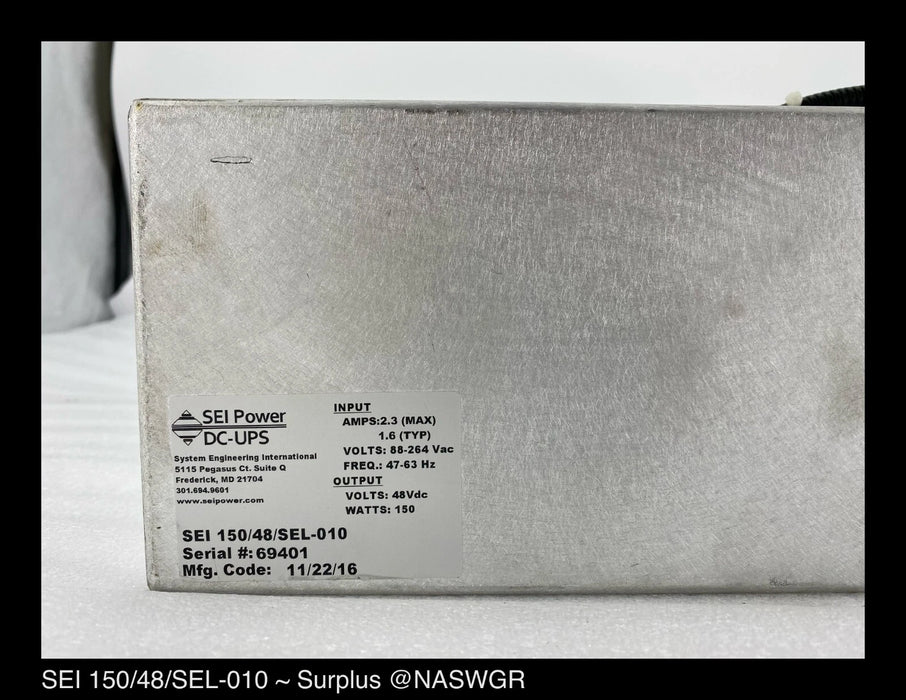 SEI Power 150/48/SEL-010 Uninterruptible Power System - Surplus