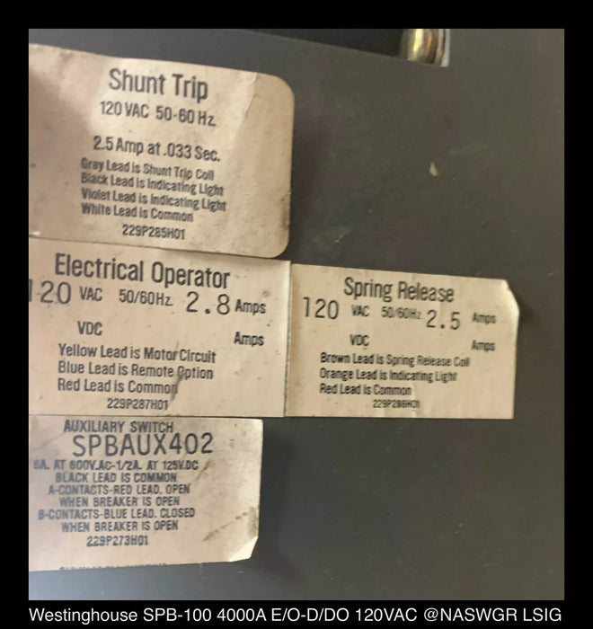 Westinghouse SPB-100 Circuit Breaker (E/O,D/O) ~ 4000 Amp - Special Frame