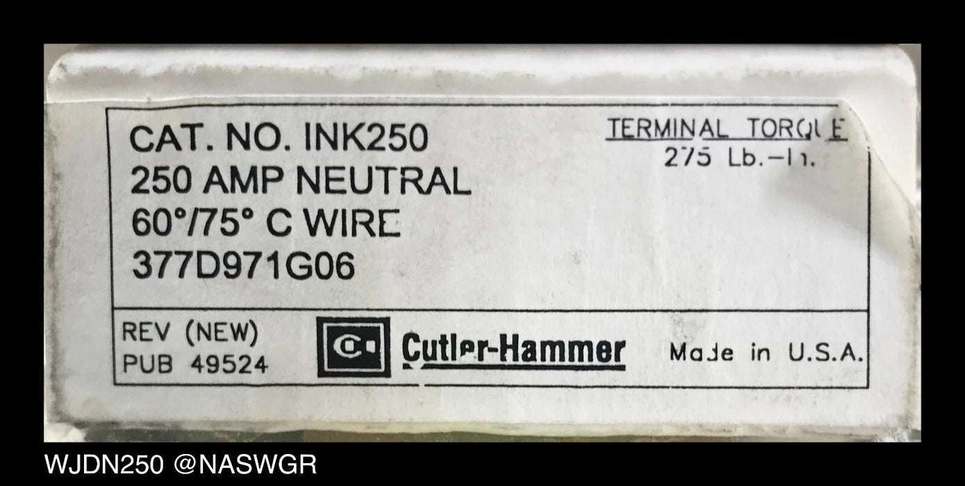 Eaton WJDN250 4/4X Enclosure Watertight Max Rating - 100 Amp Breaker Enclosed
