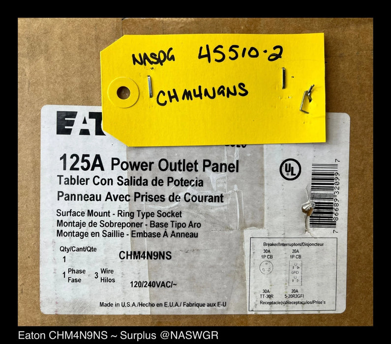 Eaton CHM4N9NS Pedestal Mount Metered 125A-120/240VAC Power Outlet Panel - Unused