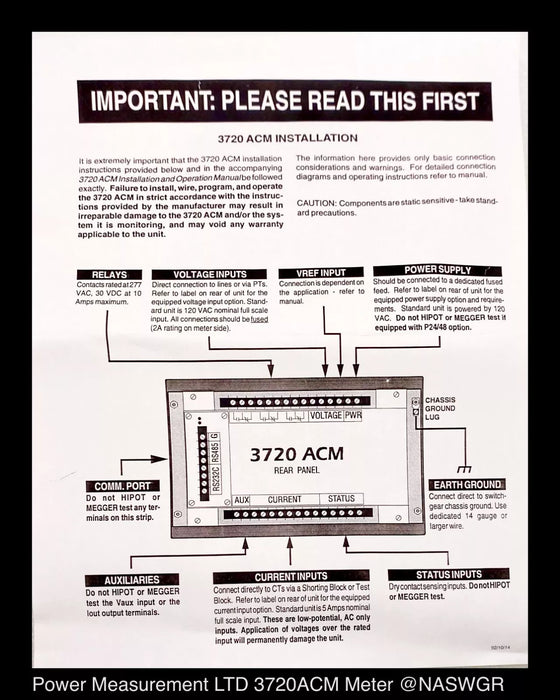 POWER MEASUREMENT LTD. 3720-ACM Intelligent Power Meter