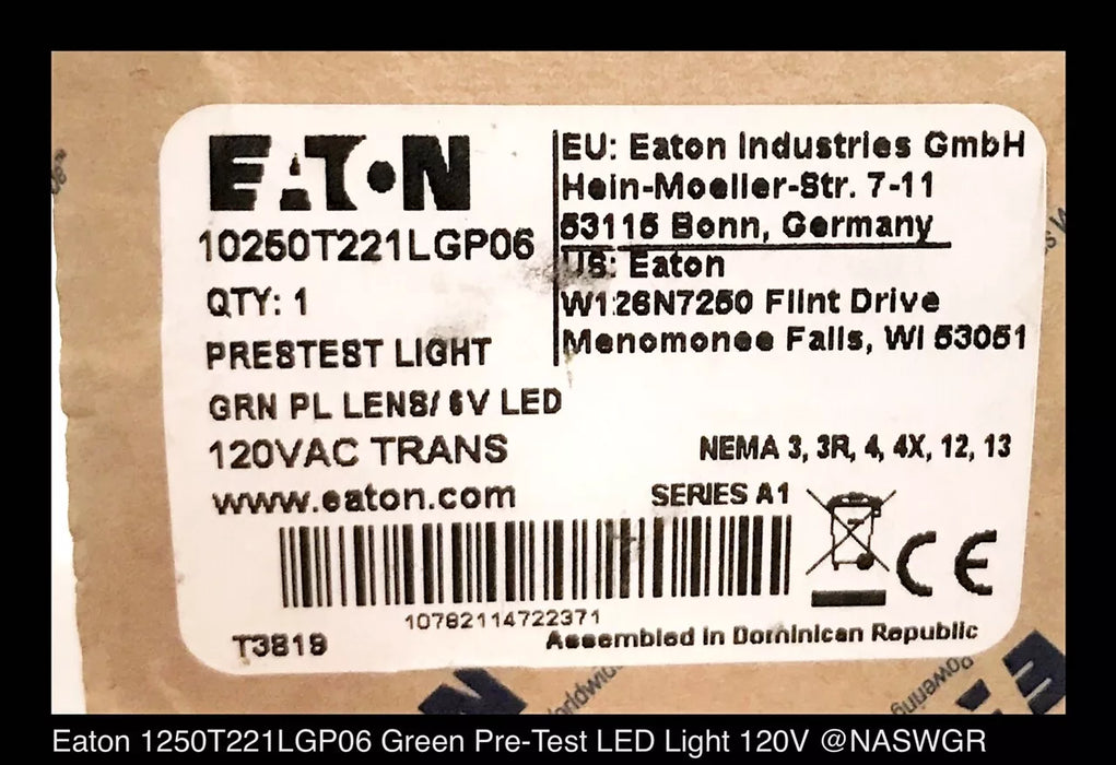 Eaton 10250TT221LGP06 Pre-Test Indicating Light 120Volt - New Surplus