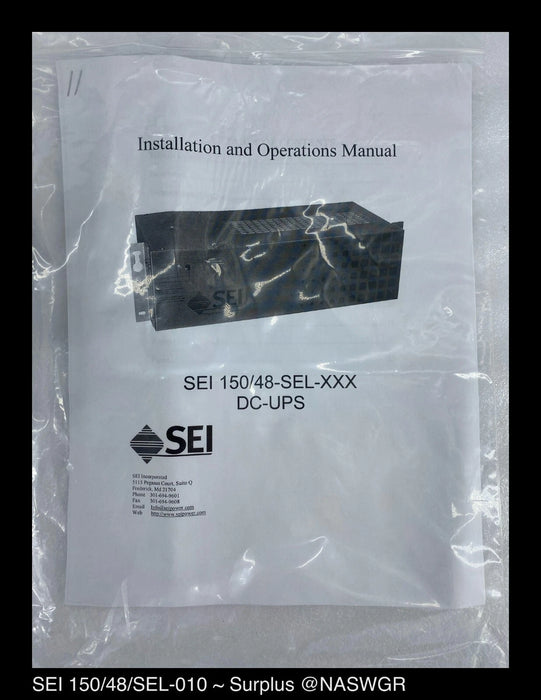 SEI Power 150/48/SEL-010 Uninterruptible Power System - Surplus