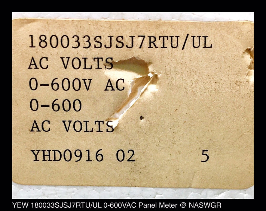 YEW 180033SJSJRTU/UL - 4" Vertical Panel Meter - 0-600V, AC
