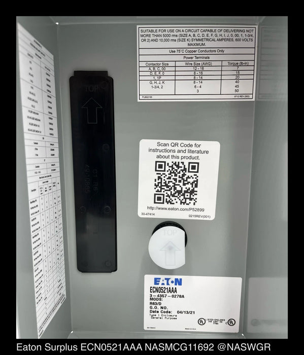 Eaton ECN0521AAA NEMA-2 Motor Control Starter - Unused