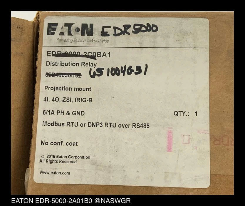 EATON EDR-5000-2A01B0 Directional Overcurrent Relay - 65D1004G31 Surplus