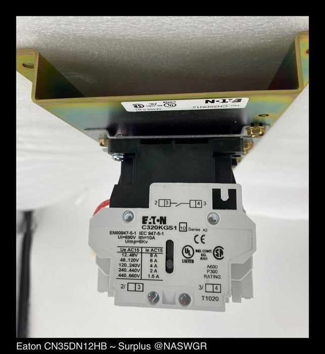 Eaton CN35DN12HB CN35 Electrically Held Lighting Contactor 30A/277VAC - Surplus