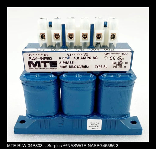MTE Corp. RLW-04P803 Line Reactor 4.8A, 4.800mH, 3Ph, Open