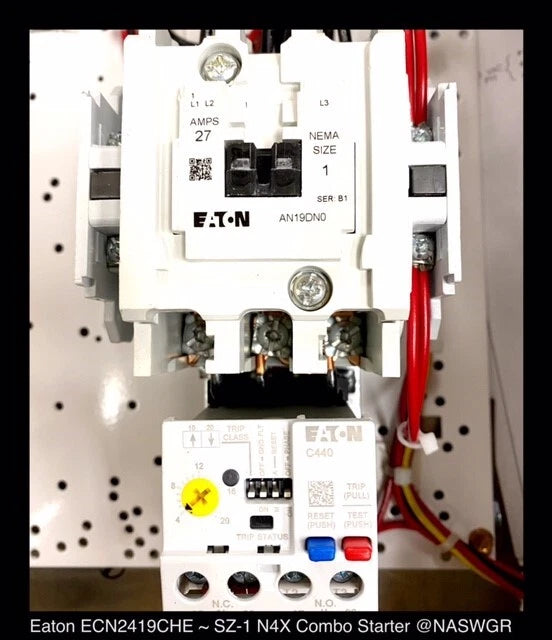 Eaton ECN2419CHE NON-REVERSING FVNR STARTER 30A/468V/120/60 110V/50 COIL VOLTS