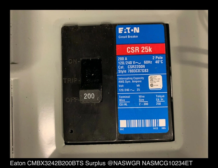 Eaton CMBX3242B200BTS Residential Meter Breaker - 200A/240V/N3R - Unused